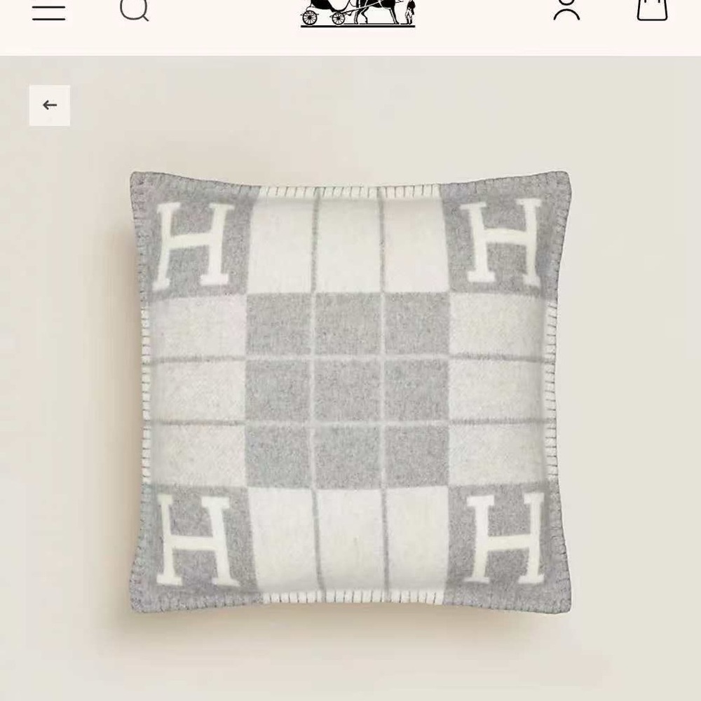 Hermes Gray and White Pillow